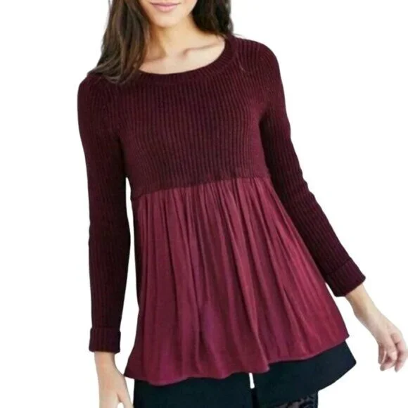 Urban Outfitters Kimchi Blue Maroon Knit Peplum Sweater - Picture 1 of 5